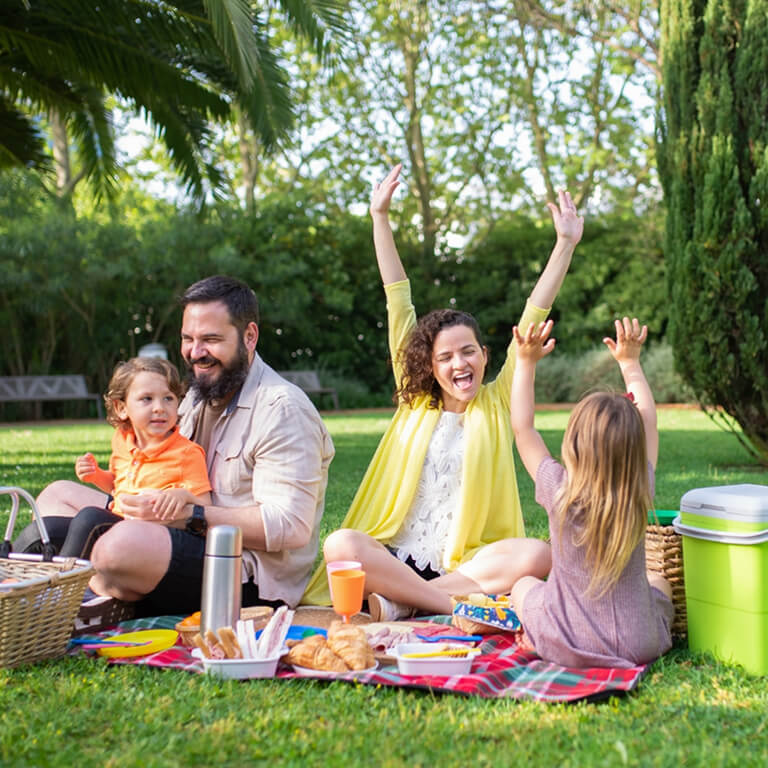 Happy family having a picnic